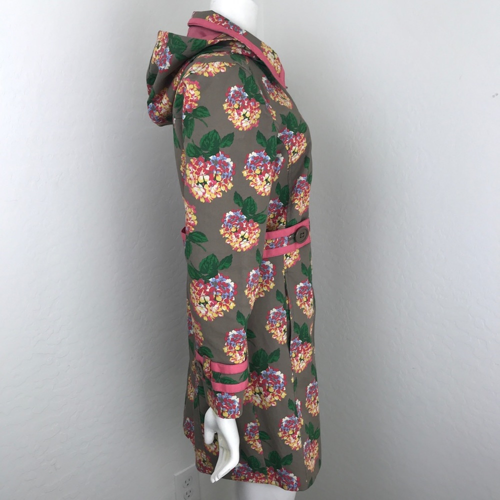 Boden Grey/Brown Pink Hydrangea Floral Print Coat - Picture 4 of 7